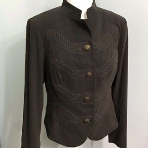 CAbi | Gray Embroidered Front Military Jacket